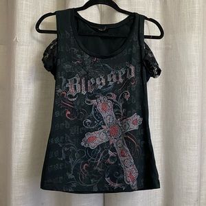 ‘Blessed’ Cross graphic tank top